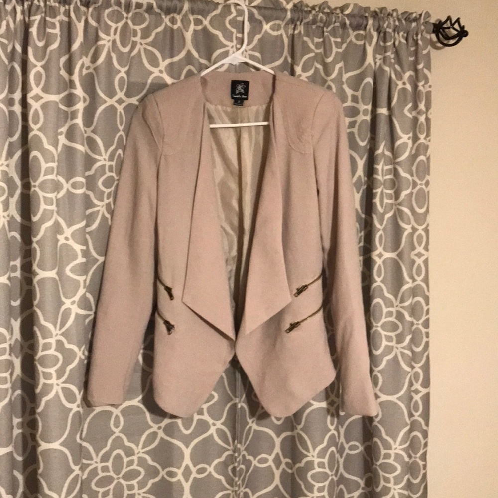 Tan blazer with zipper detail